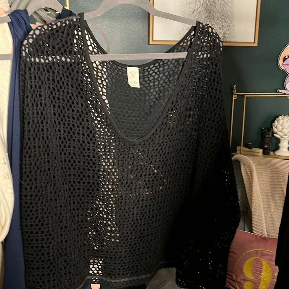 NWOT We the free oversized see through long sleeve sweater